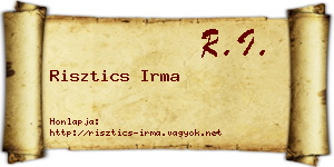 Risztics Irma névjegykártya